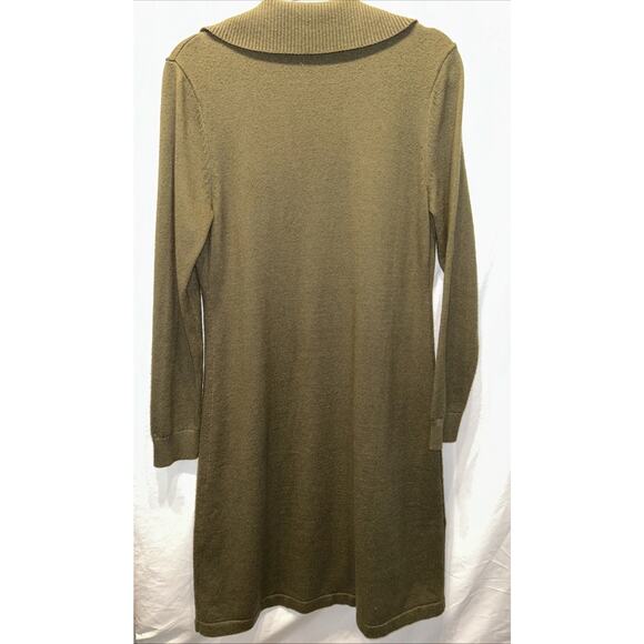 Talbots Supersoft Collared Sweater Dress Womens Medium Olive Green Quiet Luxury - Picture 7 of 9